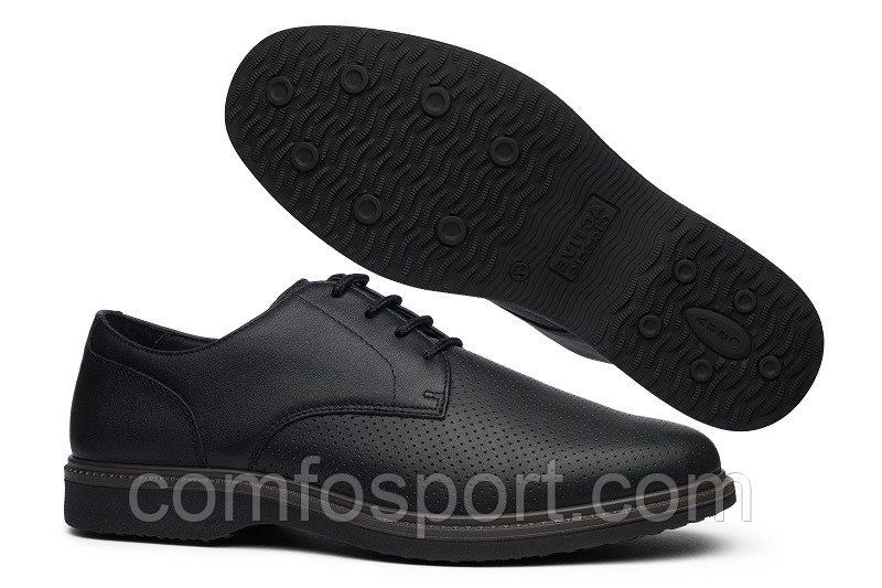 Весенние туфли оксфорды Grisport 42003 чёрные с перфорацией